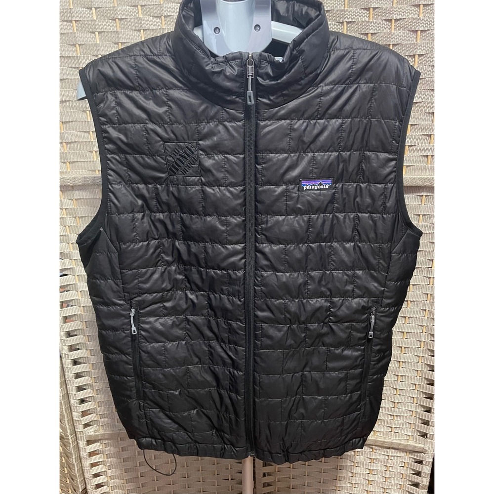 Patagonia Nano Puff Vest Mens Large Black Home Depot Logo Insulated Puffer